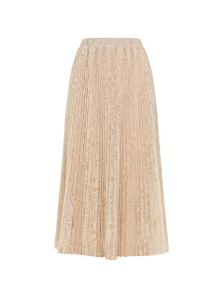  Ermanno Scervino Pleated Lace Skirt - Neutrals 