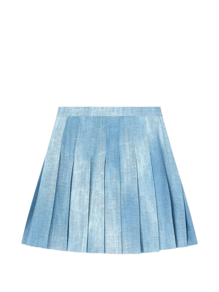  Ermanno Scervino Pleated Marocain Mini Skirt - Blue 