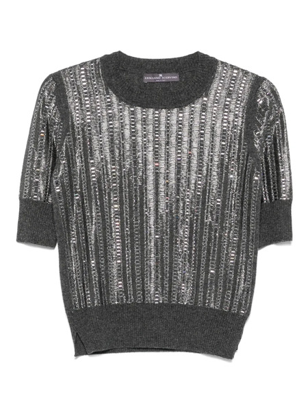  Ermanno Scervino Sequin-embellished Short-sleeved Sweater - Grey 