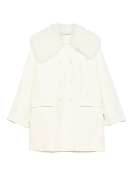  Ermanno Scervino Shearling-trim Double-breasted Coat - Neutrals 