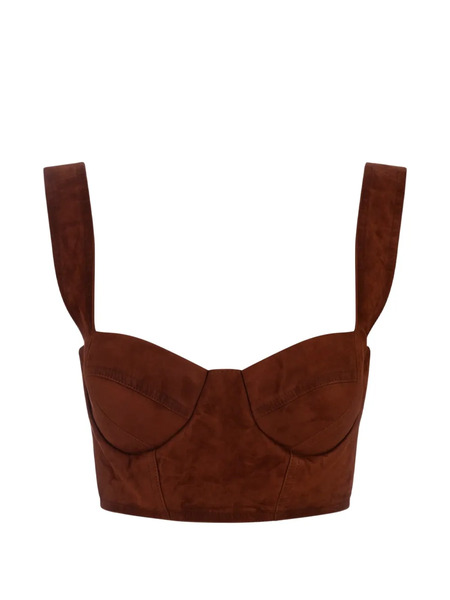  Ermanno Scervino Suede Bustier Top - Brown 
