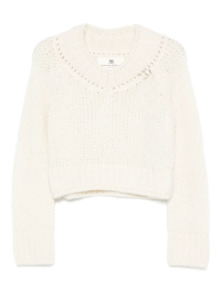  Ermanno Scervino V-neck Cropped Sweater - Neutrals 