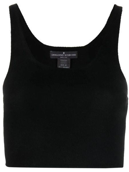  Ermanno Scervino Virgin Wool Cropped Top - Black 