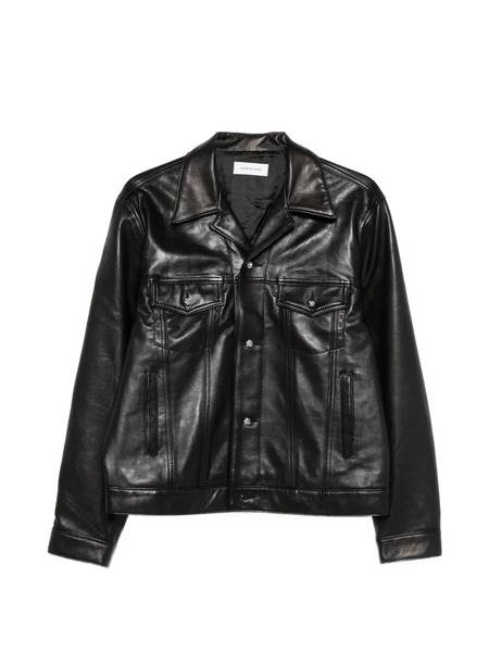  Ernest W. Baker Multiple-pockets Buttoned Leather Jacket - Black 