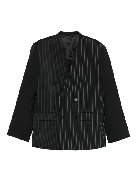  Ernest W. Baker Pinstripe Double-breasted Blazer - Black 
