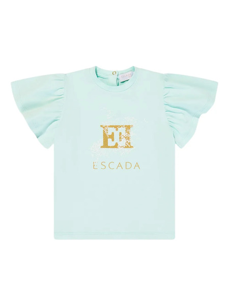  Escada Kids Ruffle-sleeve Logo-print T-shirt - Blue 