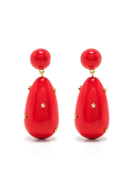  Eshvi Enamel Drop Earrings - Red 