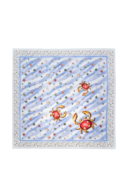  Eshvi Printed Silk Scarf - Blue 
