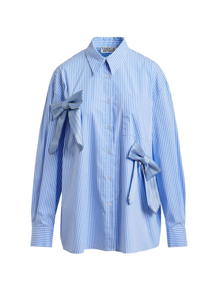  Essentiel Antwerp Bow Striped Shirt - Blue 