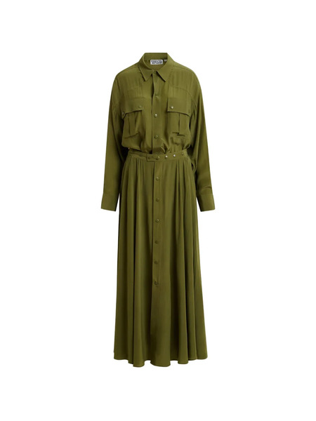  Essentiel Antwerp Chest-pockets Button-up Maxi Dress - Green 