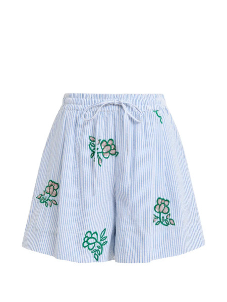  Essentiel Antwerp Embroidered Striped Shorts - Blue 