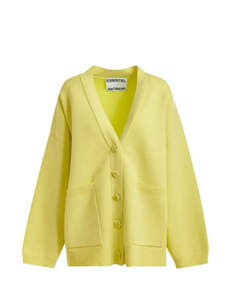  Essentiel Antwerp Flower-buttons Patch-pocket Cardigan - Yellow 