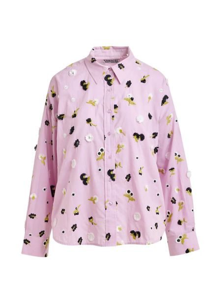 Essentiel Antwerp Flower-embroidered Button-up Shirt - Pink 