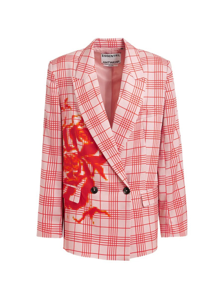  Essentiel Antwerp Juliana Checked-print Double-breasted Blazer - Pink 