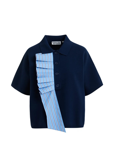  Essentiel Antwerp Ruffled-trim Polo Top - Blue 