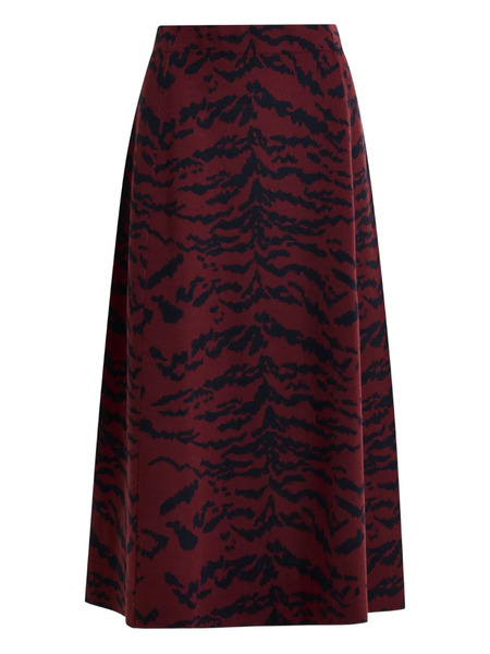  Essentiel Antwerp Tiger-print Midi Skirt - Red 