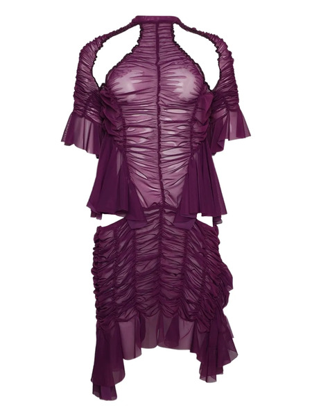  Ester Manas Cut-out Ruched Mini Dress - Purple 