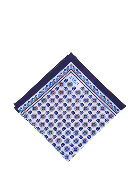  Eton Paisley Linen Pocket Square - White 
