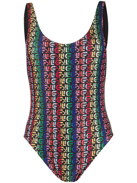  être Cécile Rainbow Logo Print Swimsuit - Black 