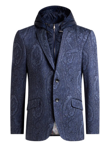  Etro Arnica Motif Jacquard Jacket - Blue 