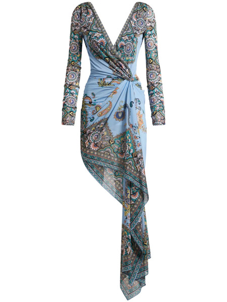  Etro Asymmetric Mini Dress - Blue 