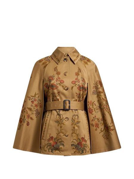  Etro Belted Print Cape Jacket - Brown 