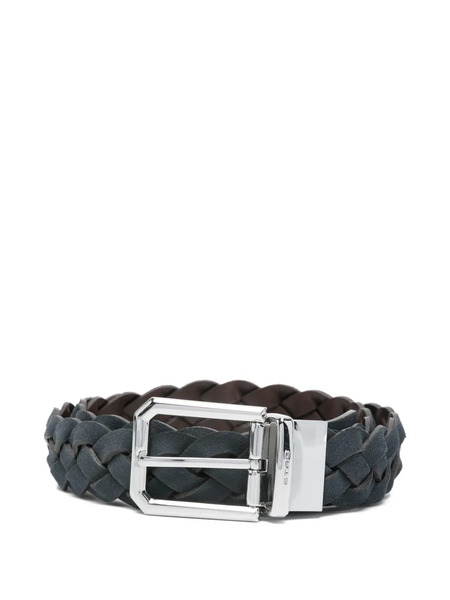 Etro Braided-leather Buckle Belt - Blue 