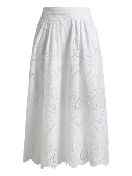  Etro Broderie-anglaise Midi Skirt - White 