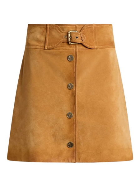  Etro Buckle Button Suede Mini Skirt - Brown 