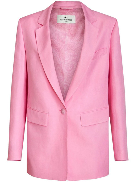  Etro Button-fastening Linen-silk Blazer - Pink 