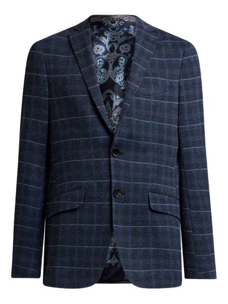  Etro Check-motif Quilted Jacket - Blue 