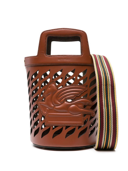  Etro Coffa Leather Tote Bag - Brown 