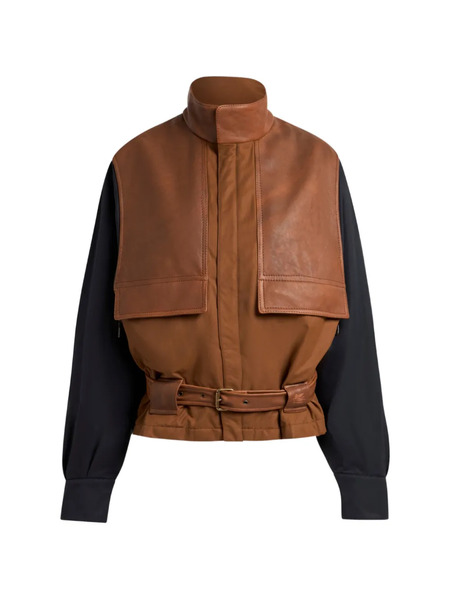  Etro Contrasting Sleeves Padded Bomber Jacket - Brown 