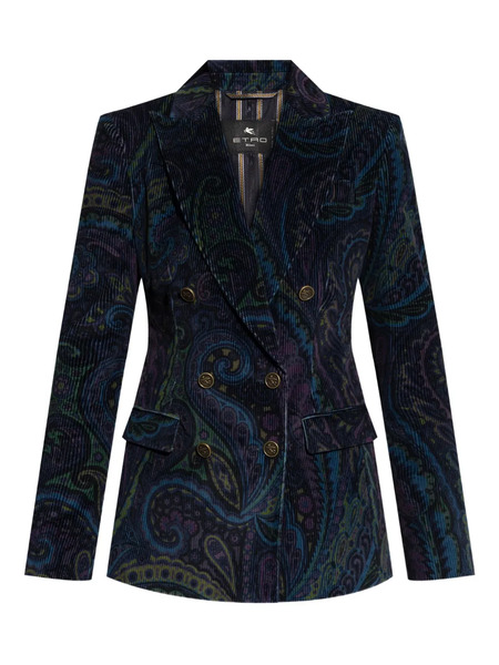  Etro Corduroy Double-breasted Blazer - Blue 