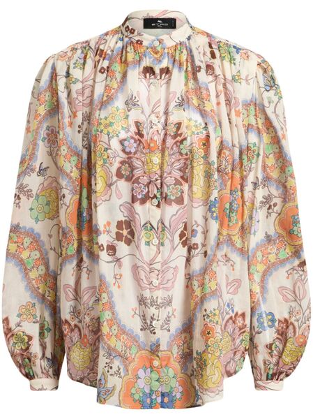  Etro Cotton Pleated Shirt - Neutrals 