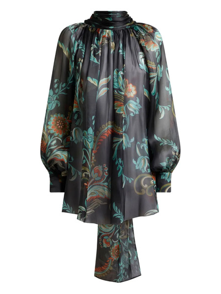  Etro Daffodil-motif High-neck Blouse - Black 