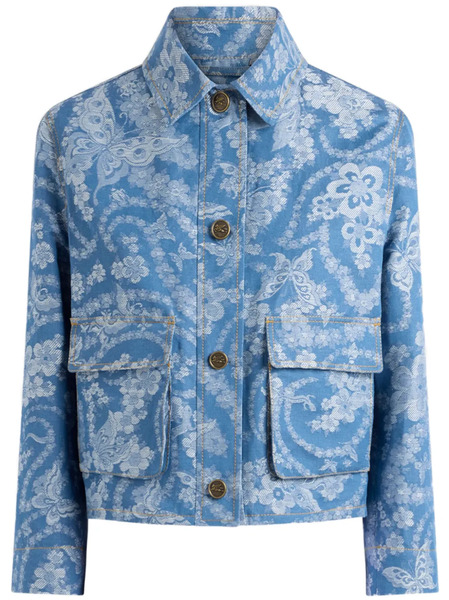  Etro Denim Jacquard Jacket - Blue 