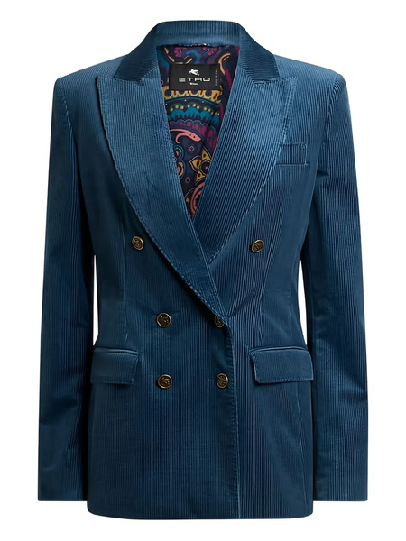  Etro Double-breasted Corduroy Blazer - Blue 