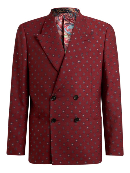  Etro Double-breasted Jacquard Blazer - S9865 Red 