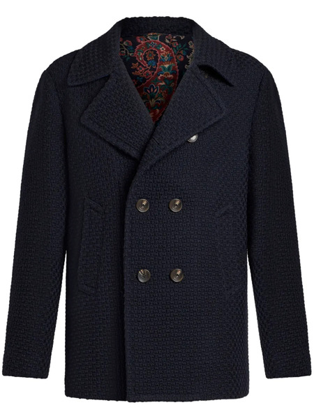  Etro Double-breasted Wool Peacoat - Blue 