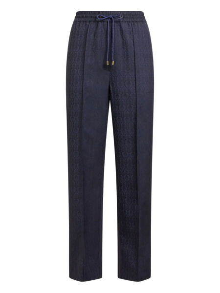  Etro Drawstring Jacquard Trousers - Blue 