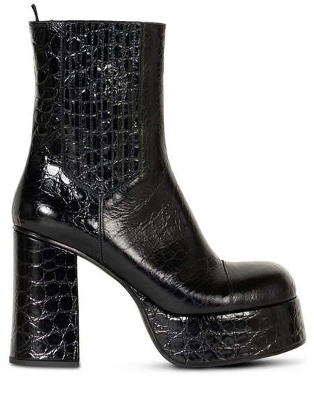  Etro Embossed-leather Platform Ankle Boots - Black 