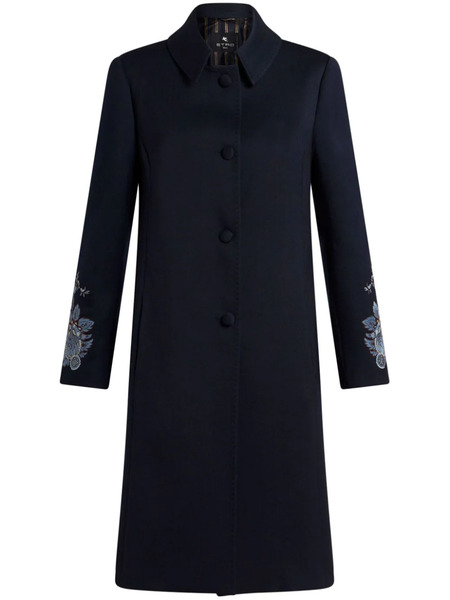  Etro Embroidered Gabardine Coat - Blue 