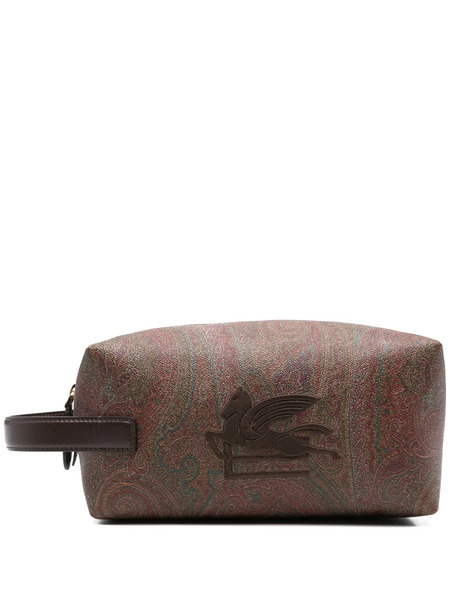  Etro Embroidered-logo Wash Bag - Brown 