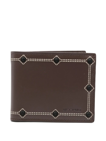  Etro Embroidery Leather Wallet - Brown 