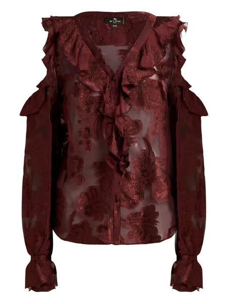  Etro Fil Coupé Chiffon Shirt - Red 