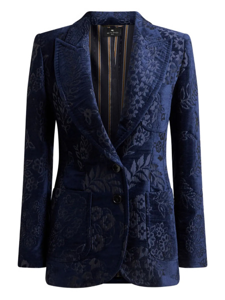  Etro Floral Jacquard Blazer - Blue 