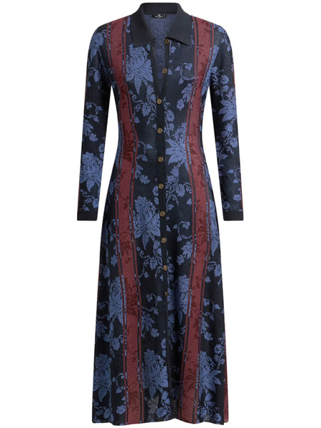  Etro Floral Jacquard Maxi Cardigan - Blue 