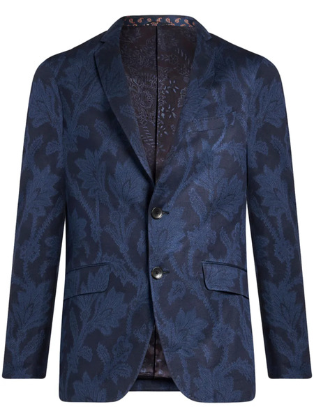  Etro Floral-jacquard Single-breasted Blazer - Blue 