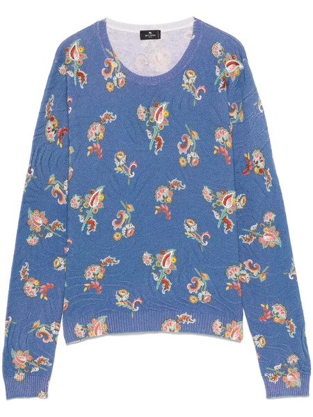  Etro Floral-jacquard Top - Blue 